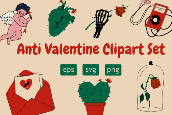 Anti Valentine Clipart Set: Graphics with a Dark Edge