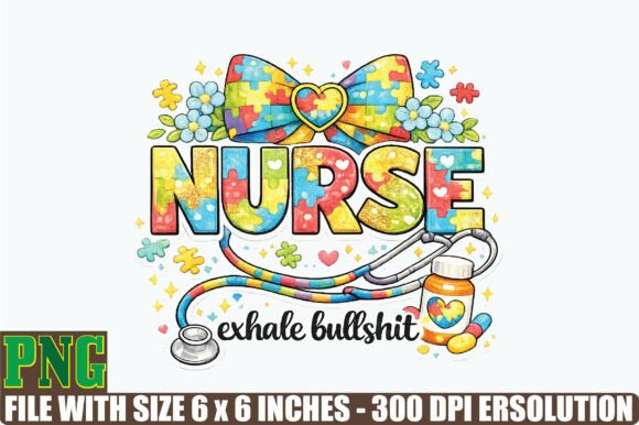Autism Nurse Png, Faux Yarn Sublimation Graphics