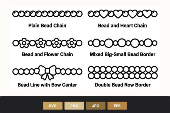 Bead Chain Borders Black White Graphics