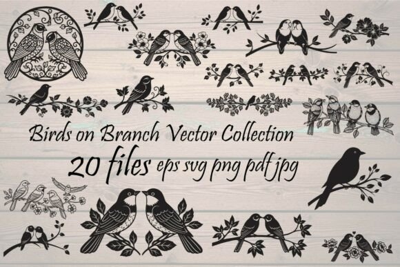 Birds on Branch Vector Collection