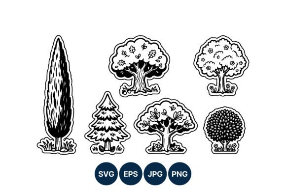 Black White Tree Vector Art Graphics