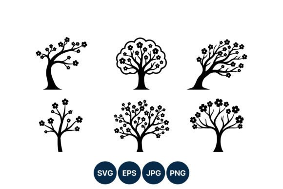 Cherry Blossom Tree Silhouette Vector: Graphics for Creative Design