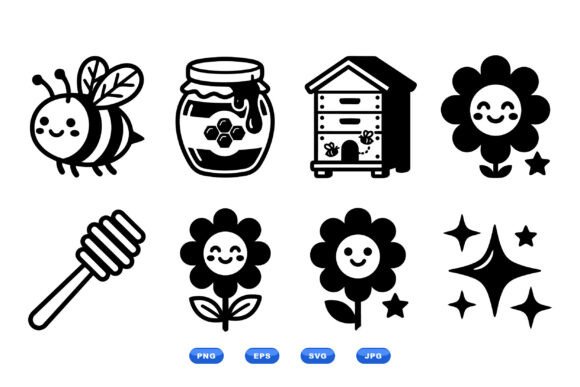 Cute Bee Honey Clipart Set: Graphics & Illustrations for Digital Sellers