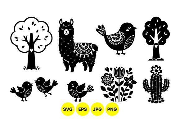 Cute Folk Art Animal Clipart