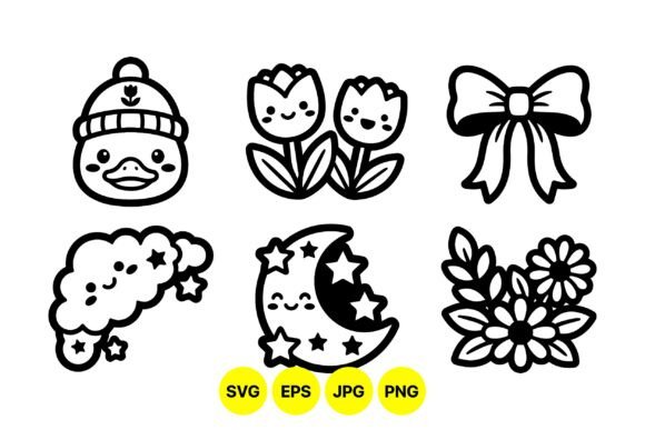 Cute Kawaii Clipart Collection: Graphics & Illustrations for Playful Branding