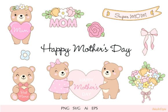 Cute Mother's Day Teddy Bear Clipart