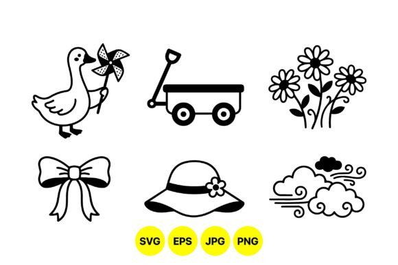 Cute Spring Garden Icons Set: Graphics for Creative Sellers
