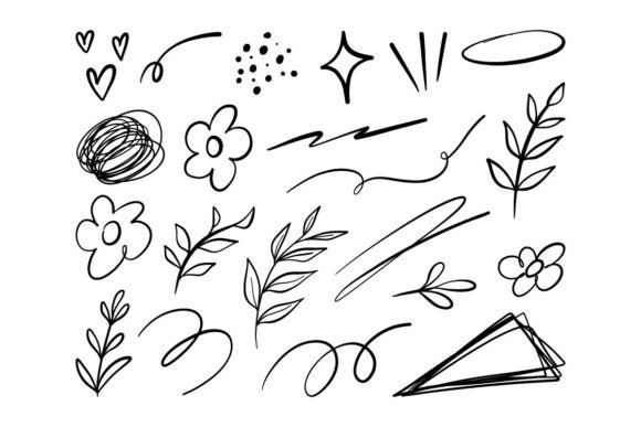 Doodle Elements SVG Bundle Line Art Set
