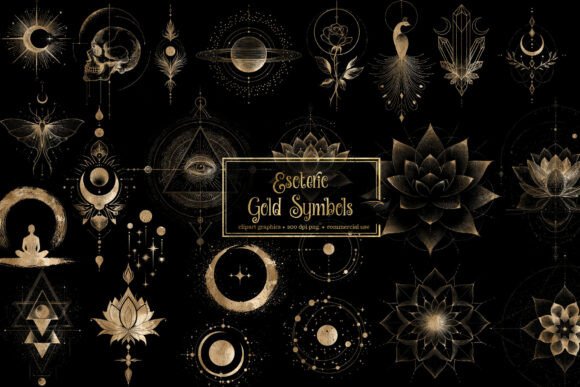 Esoteric Gold Symbols: Graphics and Illustrations for Mystical Content
