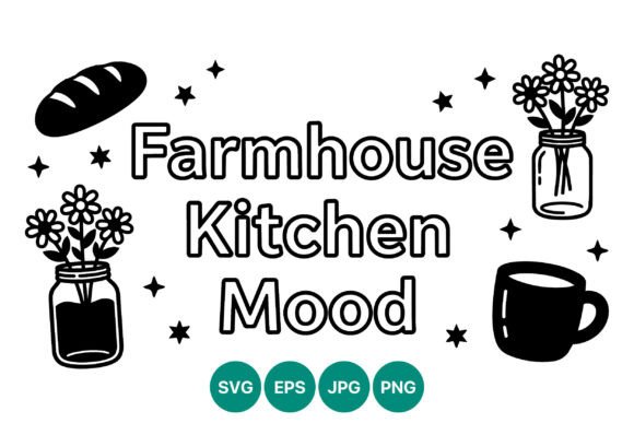 Farmhouse Kitchen Mood Simple Line Art