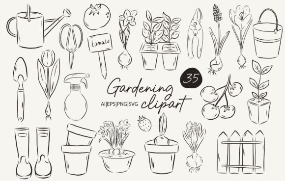 Gardening Clipart Collection: Graphics for Handmade Creations