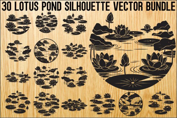 Lotus Pond Silhouette SVG Bundle