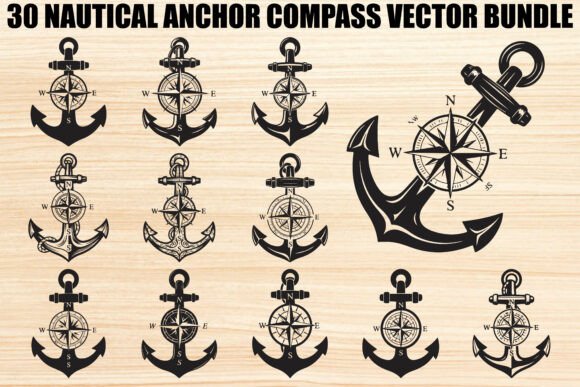 Nautical Anchor Compass Design Bundle
