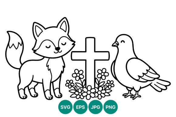 Peaceful Fox and Dove Illustrations
