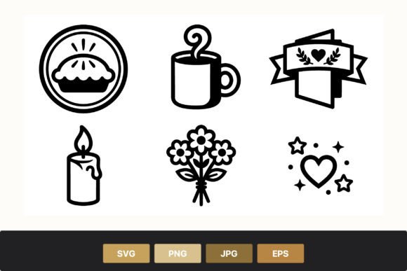 Pie Coffee Candle Love Ribbon Bundle: Graphics and Illustrations for Creative Design