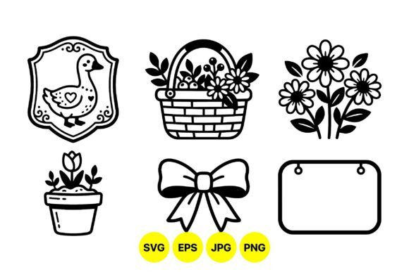 Rustic Spring Farmhouse Clipart: Graphics & Illustrations