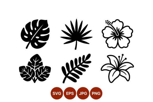 Tropical Leaf and Flower Vector Icons