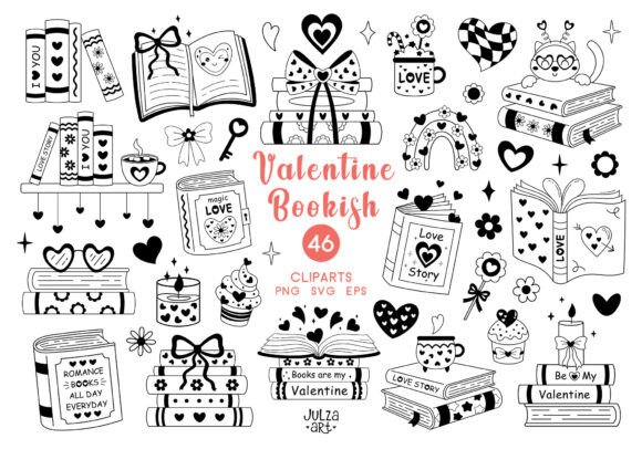 Valentine Bookish Clipart Valentines Day