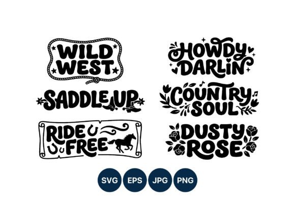 Western Phrases Vector Art Collection: Graphics and Illustrations