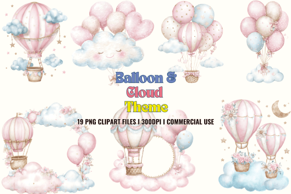 Whimsical Balloon Cloud Graphics